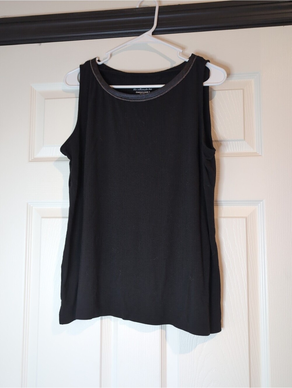 Large Chicos black tank with beaded neckline